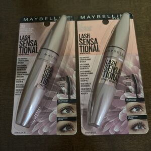 2 Maybelline Lash Sensational Mascara Blackest Black 253 Washable Full Size